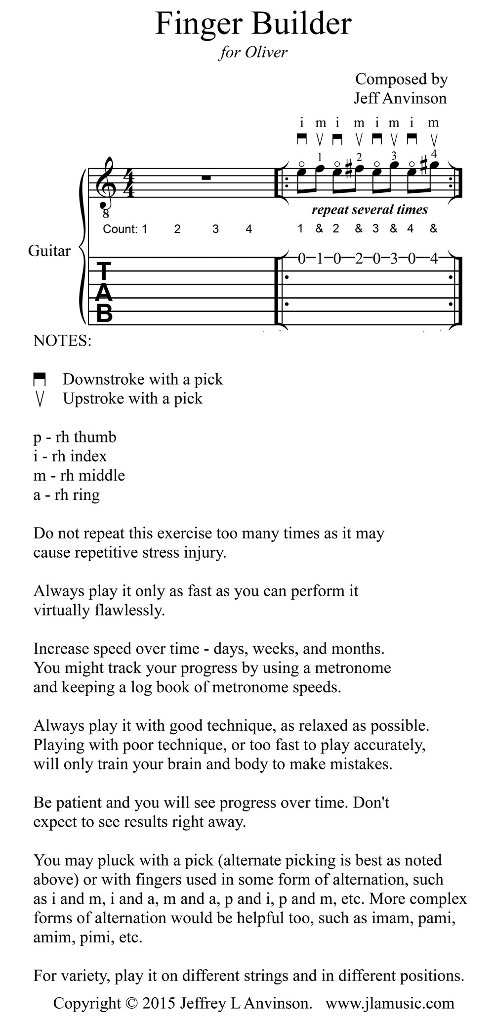 "Finger Builder", an Exercise for Guitarists