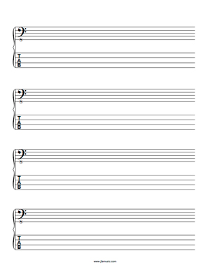 Bass Bass Clef and Bass Tab