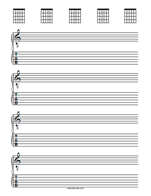 Guitar Treble Clef, Tab, and Chord Frames