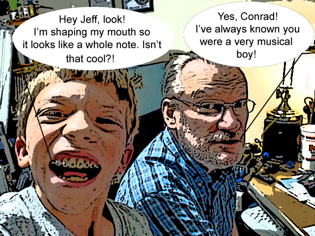 Conrad and Jeff at JLA Music, Comic Strip Version